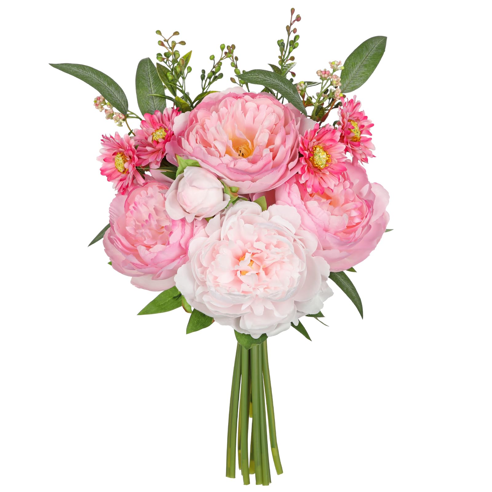 Photo 1 of 10PCS Hot Pink Flowers Artificial Peonies Silk Flowers with Stems Realistic Faux Peony and Daisies Fake Flowers for Vase Floral Centerpiece Arrangements Wedding DIY Bridal Bouquet Party Home Decor