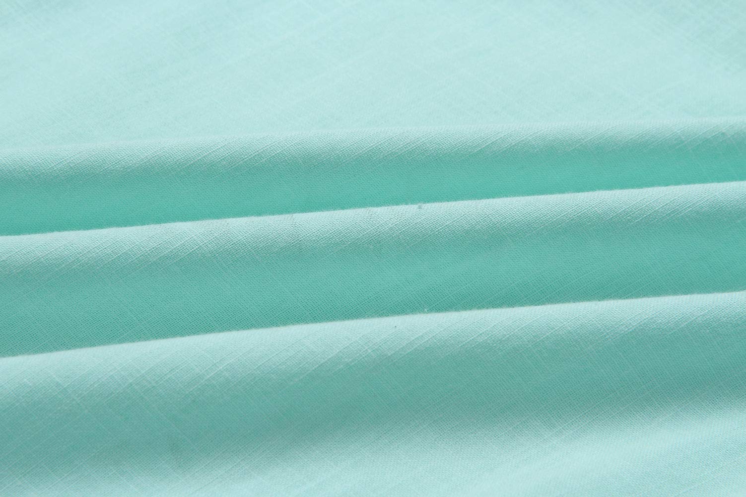 Womens Cotton Dresses Ruffles Decor - Plain Simple Loose Fit Mini Dress Green