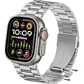 Anlinser No Tool Needed Bands Compatible with Apple Watch Band 49mm 46mm 45mm 44mm 42mm for Women Men, Stainless Steel Metal Strap Designed for iWatch Ultra 3/2/1 SE Series 11 10 9 8 7 6-1 (Silver)