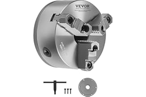 VEVOR 3-Jaw Lathe Chuck, 6 Inch (160 mm), Self-Centering Chuck with 1 1/2 in-8 Threaded Backing Plate, 0.12-5.71 in (3-145 mm