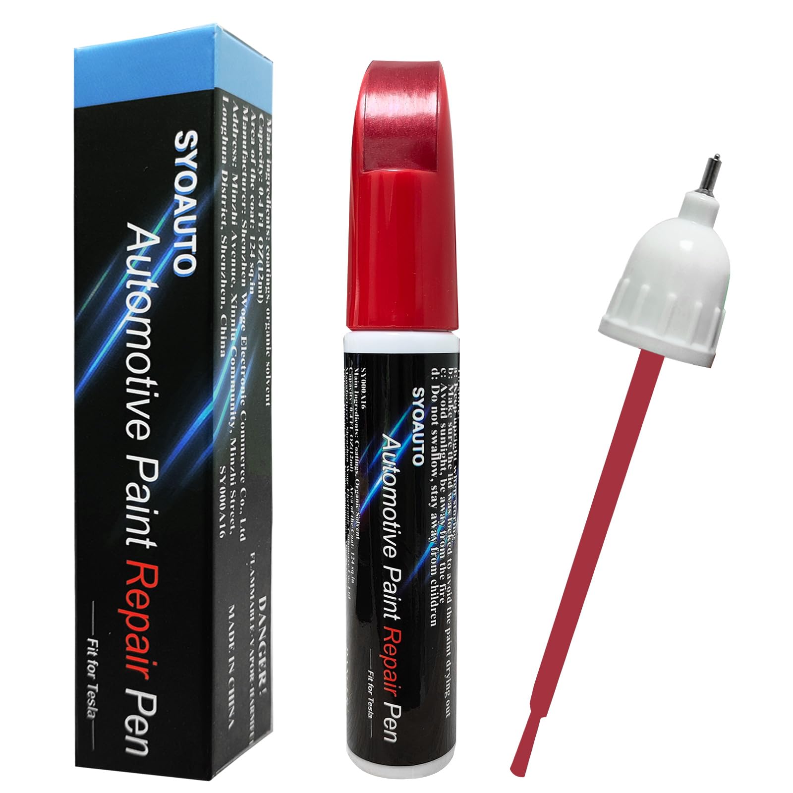 Photo 1 of SYOAUTO Multicoat Red PPMR Touch Up Paint for Tesla Model Y 3 X S Car Touch Up Paint Pen 0.4 oz Automotive Scratch Repair Pen Brush and Tip 2 in 1 Pen (Multicoat Red PPMR)