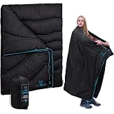 Wise Owl Outfitters Camping Blanket, Packable Puffy Quilt for Backpacking | Woobie-Style Poncho, Cozy Warmth, Water Resistant, Compact Travel, Unfolds 6.5x4.5ft, Quick-Snap Clasps &amp; Tie-Down Loops