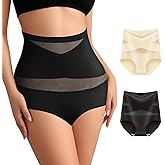 BOKIOW Women Tummy Control Underwear,High Waisted Shapewear Panties,Silky Soft Full Coverage Stretch Ladies Brief Multipack