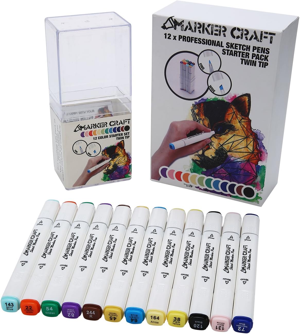 Marker Craft Pens - Marker Drawing Sketching Art Pens - 12 Pen Set Copic