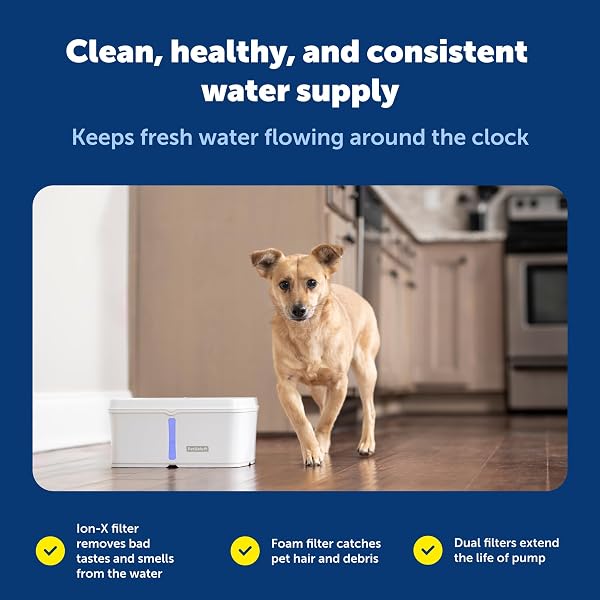 PETSAFE VIVA PET FOUNTAIN FOR CATS AND DOGS 4.1L/140 OZ, INDOOR CAT WATER FOUNTAIN WITH ULTRA QUIET PUMP, DISHWASHER SAFE, EASY TO CLEAN, WATER FILTERS INCLUDED