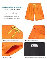 SILKWORLD Mens Swim Trunks Compression Lined Beach