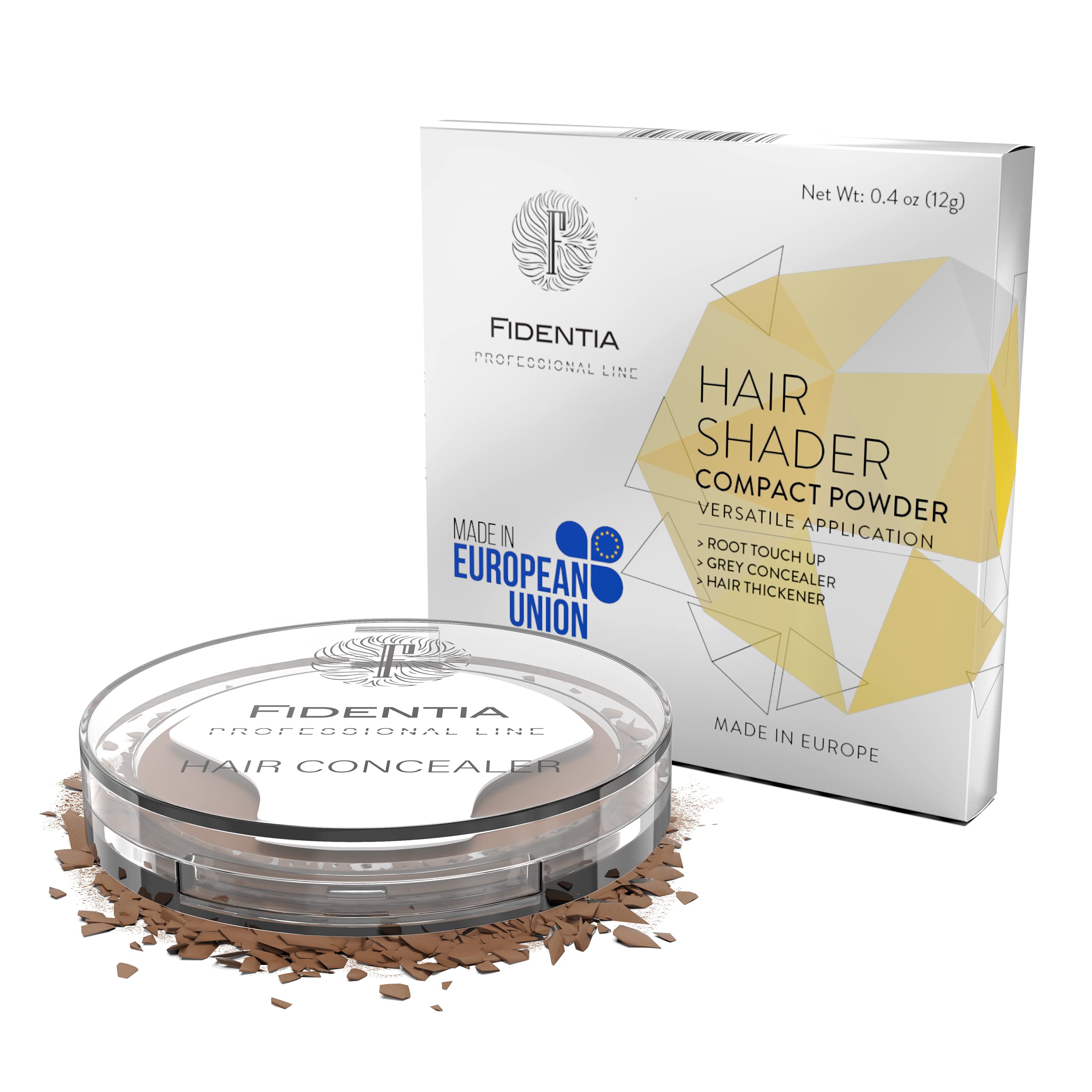 Fidentia Hair Shader root touch up, concealer and grey cover powder, 12g medium brown