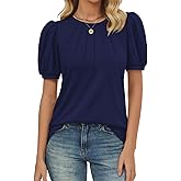 ATHMILE Womens Cute Summer Tops Puff Short Sleeve Shirts Dressy Blouses Trendy Business Casual Outfits