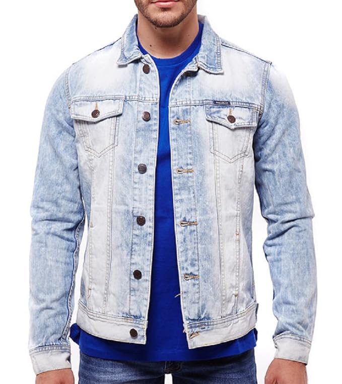 Pull&Bear Men's Long Sleeve Denim Jacket (XXL, Light Sky): Amazon.co.uk: Clothing