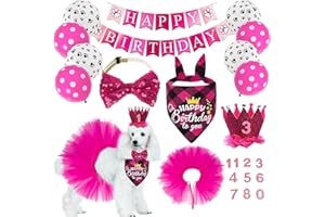 DULUDULU Dog Birthday Bandana Girl Dog Birthday Party Supplies with Red Dog Tutu Crown Scarf Numbers Red Bowtie Dog Tutu Skirt Paw Balloons for Girl Dog Birthday Decorations Supplies