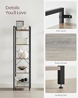 VASAGLE 5-Tier Bookshelf 30x39.6x154 cm Industrial Heather Greige Ink Black view 4