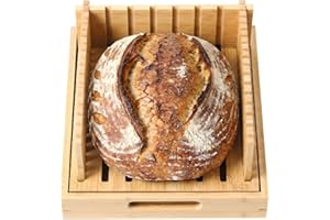 10.5" Bread Slicer for Sourdough - Bamboo Homemade Bread Cutter Guide with Crumb Tray - Baking Gifts for Valentine's Day