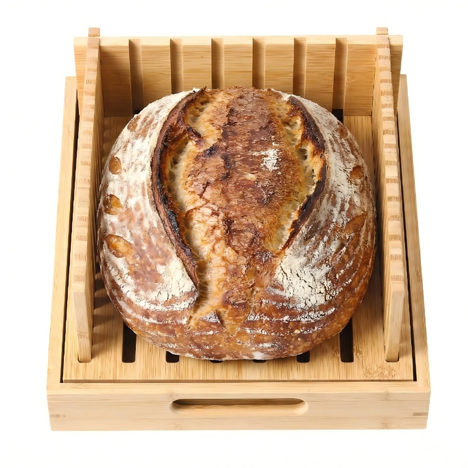 Photo 1 of 10.5" Bread Slicer for Sourdough - Bamboo Homemade Bread Cutter Guide with Crumb Tray - Baking Gifts for Valentine's Day