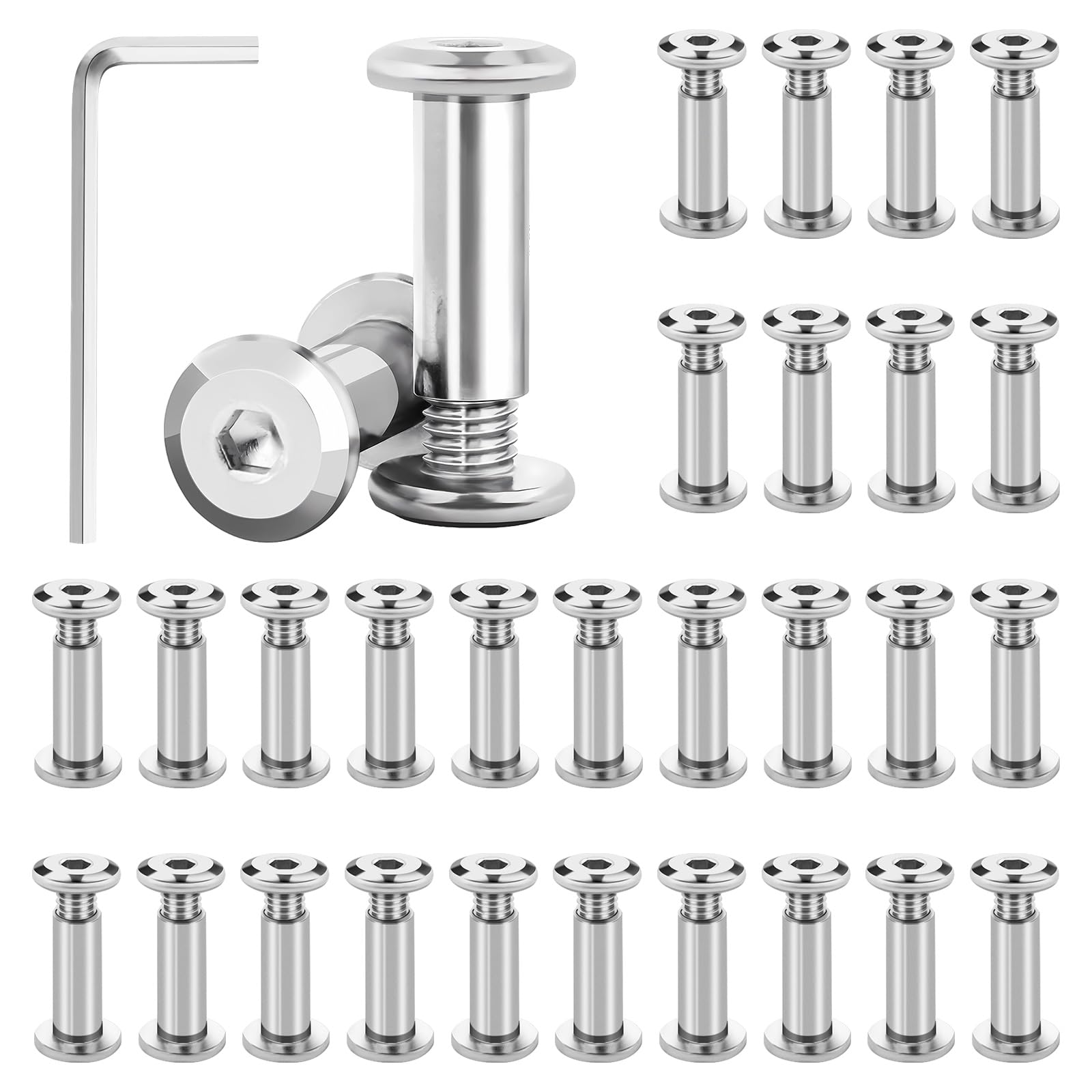 Qichan Pack of 62 M5 Connecting Screws, Stainless Steel, Round Head, Furniture, Electronics, Machinery, DIY