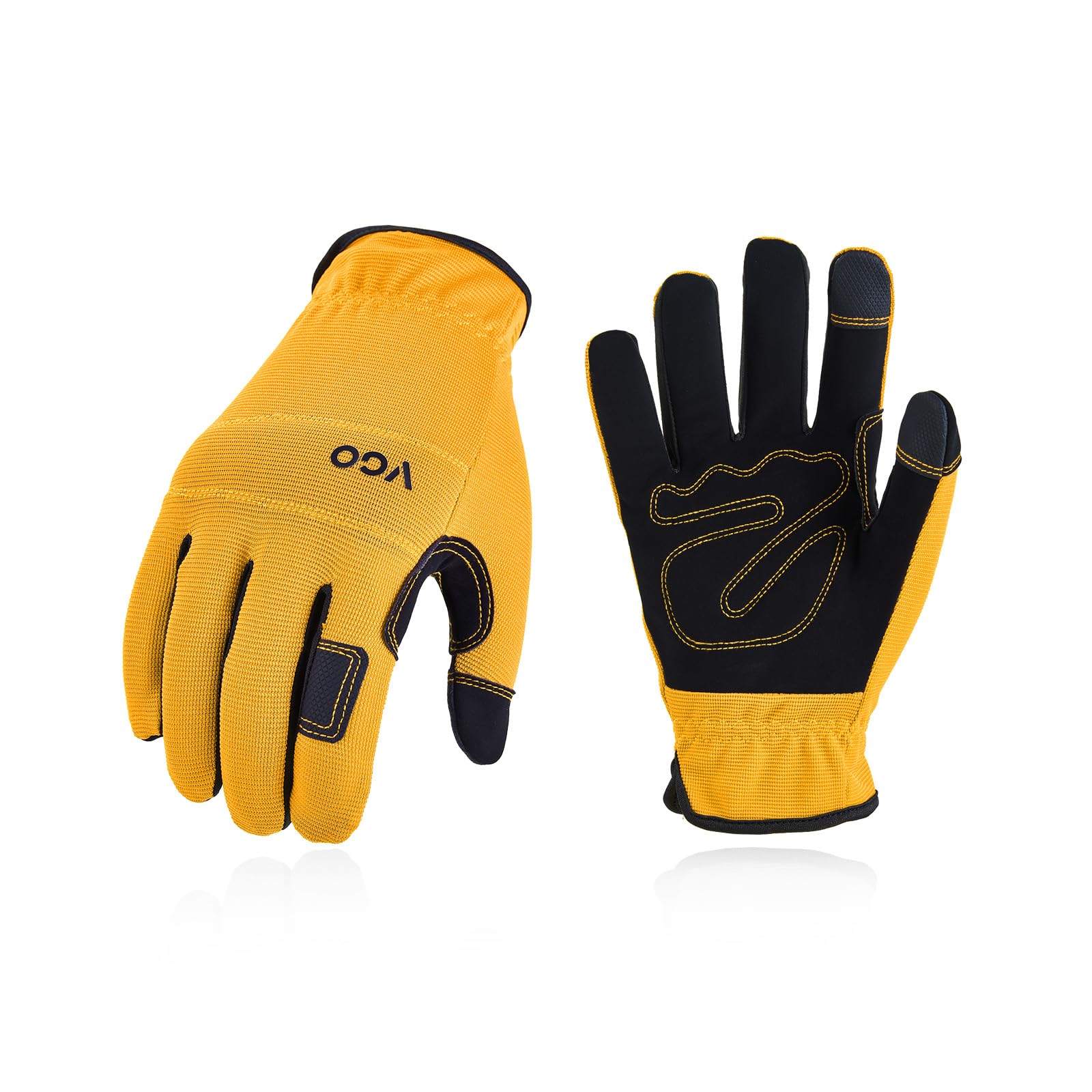 Vgo... Safety Work Gloves Touchscreen,Builder Gloves,Gardening Gloves,Light Duty Mechanic Gloves(NB7581,Yellow,M,1Pair)