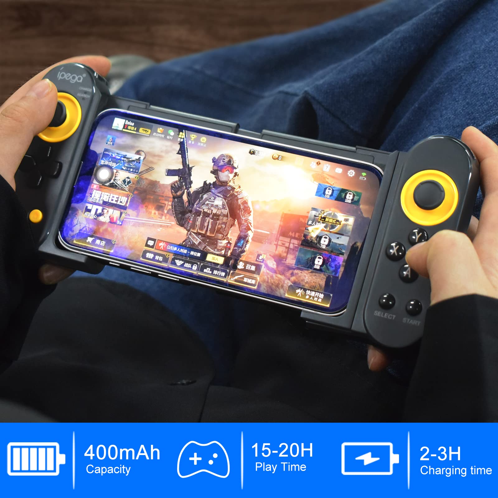 Joso Bluetooth Gaming Controller for iPhone, Android, PC, Direct Play, Stretchable, Gamepad Joystick for iPhone 14 13 12 Pro Max, Galaxy S23 S22 Ultra, iPad mini, Tablet Under 10