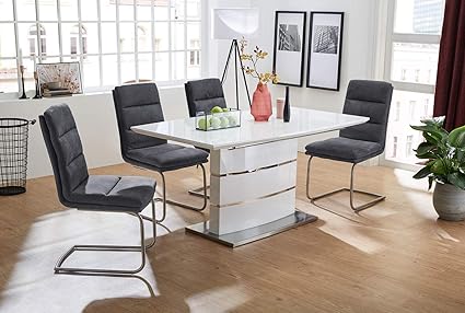 lifestyle4living Esstisch in Hochglanz Weiß, Auszugstisch mit Butterlfy-Einlage in den Maßen 160-200 x 90 cm, rechteckiger Kü