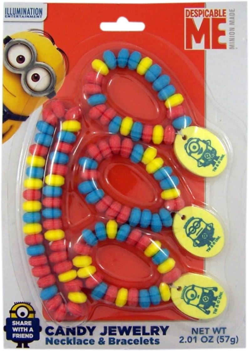 Despicable Me Minions Candy Jewelry Necklace and Bracelets Set, 2.01 oz, Pack of 3