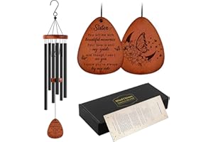 BUIOATA Memorial Gifts for Loss of Sister,Memorial Wind Chimes 25'', Loss of Sister Sympathy Gifts, Home Decor Outdoor Garden, Soothing Melodic Tones with Mute Option