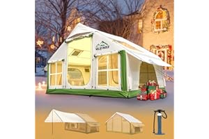 WILDFINDER Inflatable Tent with Skylight, Quick Setup Blow Up Tents with Pump, Hot Tent with Stove Jack, Waterproof Oxford Inflatable House for Camping, Air Glamping Tents for Camping Adult 4-6 Person