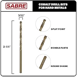 Sabre Tools 3/32 Inch Cobalt Drill Bit Set 5pcs for