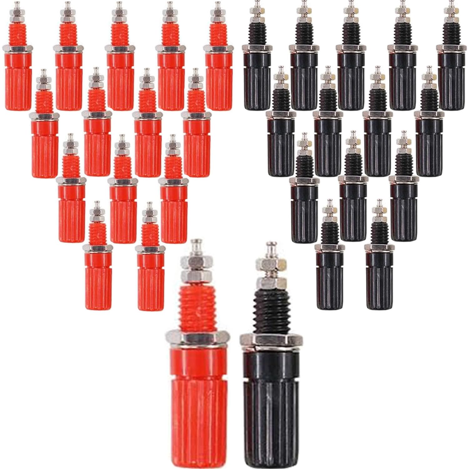 RUNCCI-YUN 30Pcs Amplifier Speaker Binding Post Terminal Female Adapter Panel Mount Binding Post for Banana Plug Connectors Speaker Cable Connectors(Length:1.8" Black and Red)
