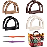 Hilltian 8+2 PCS D Shape Purse Handles with Crochet Hook, 4 Colors Bag Handles for Handmade Crochet Bag, Purse Making Supplies