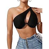 SHENHE Women's Underwire Push Up Bikini Top One Shoulder Cut Out Bathing Suit Swimwear