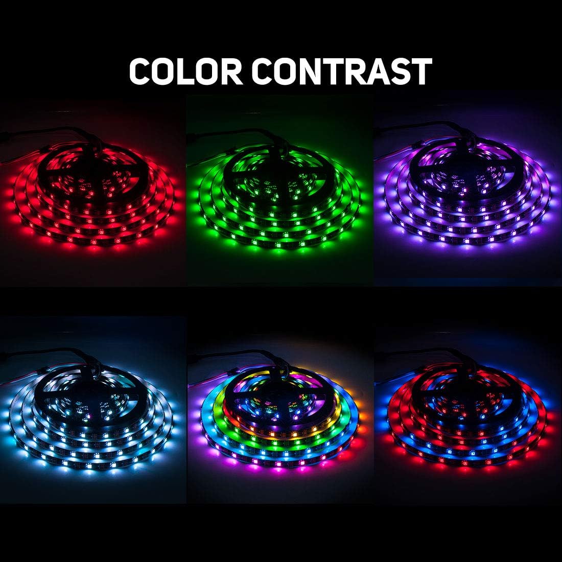 BTF-LIGHTING WS2812E ECO Alloy Wires RGB Individual addressable 5050SMD 16.4FT/5M 30Pixels/m 150Pixels DC5V Flexible Black PCB Full Color LED Pixel Strip Dream Color IP65 Waterproof for DIY Projects - Image 3