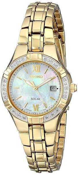 Seiko Damen Datum klassisch Solar Uhr mit Edelstahl Armband SUT070P9