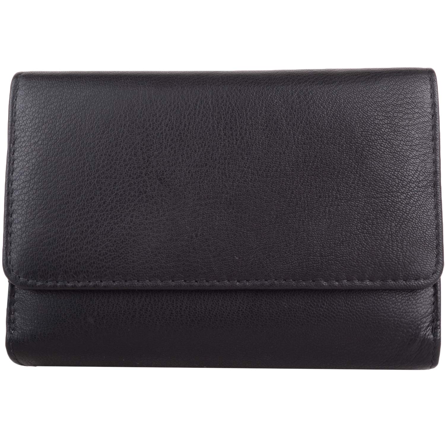 Womens Large Genuine Leather RFID Coin/Credit Card/Money Holder/Purse - Black