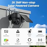 Cinnado Solar Security Camera Outdoor Wireless 2K PIR Night Vision 360 PTZ Black view 2
