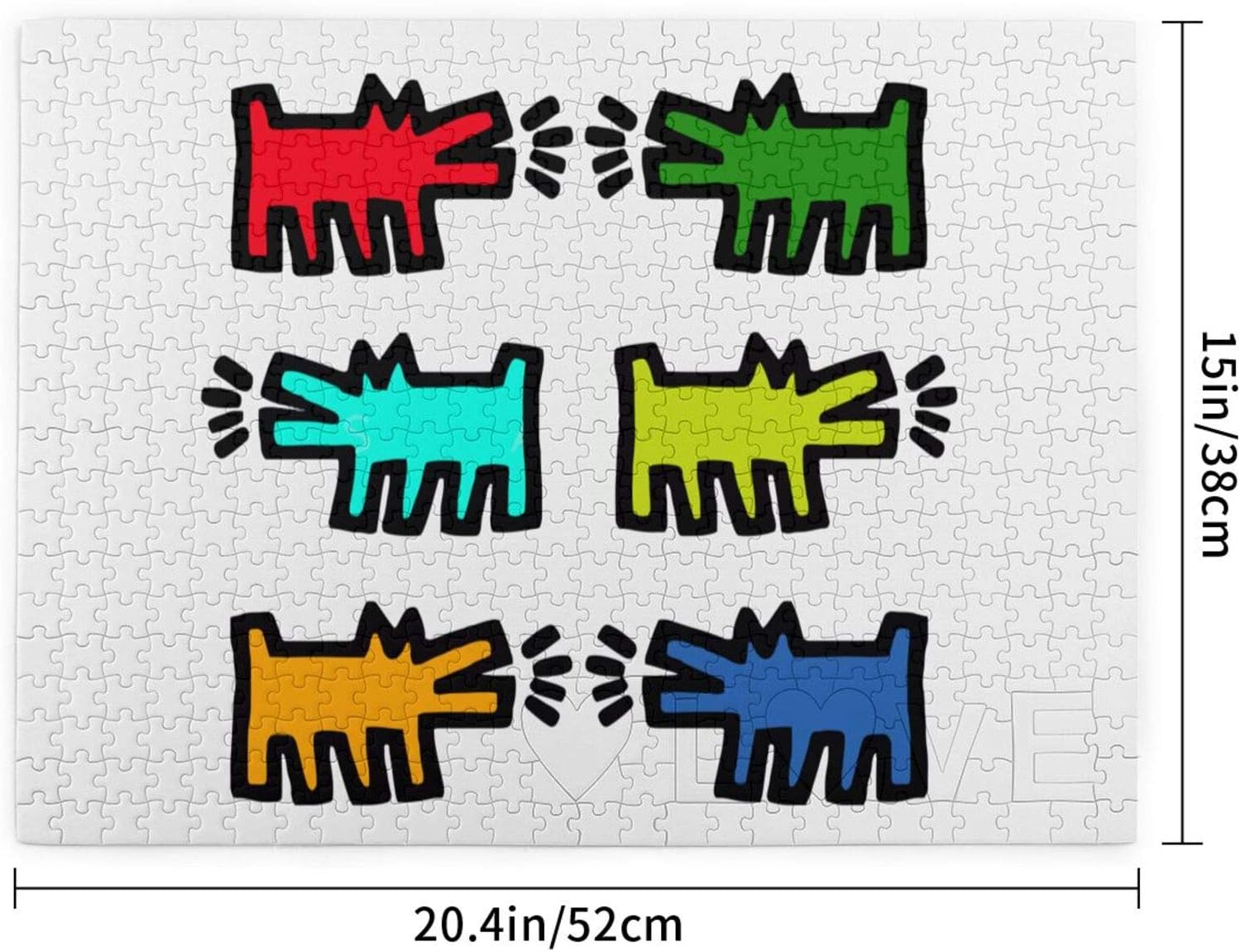 Amazon Co Jp 5ピース 木製 ジグソーパズル キース ヘリング 犬 Puzzle パズル装飾画 Jigsaw インテリア コレクション プレゼント 知育玩具 親子ゲーム 贈り物 プレゼント 52cm 38cm 飾り物 壁掛け壁画 おしゃれ ホーム キッチン