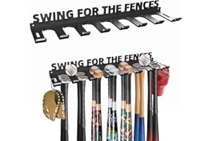 Sahans Baseball Bat Storage Rack Hanger Hanging Storage Organizer Display Wall Mount Holds 14 Bats Metal Heavy Duty Sports Home Equipment Organizer Hooks Hardware Included Swing for the Fences