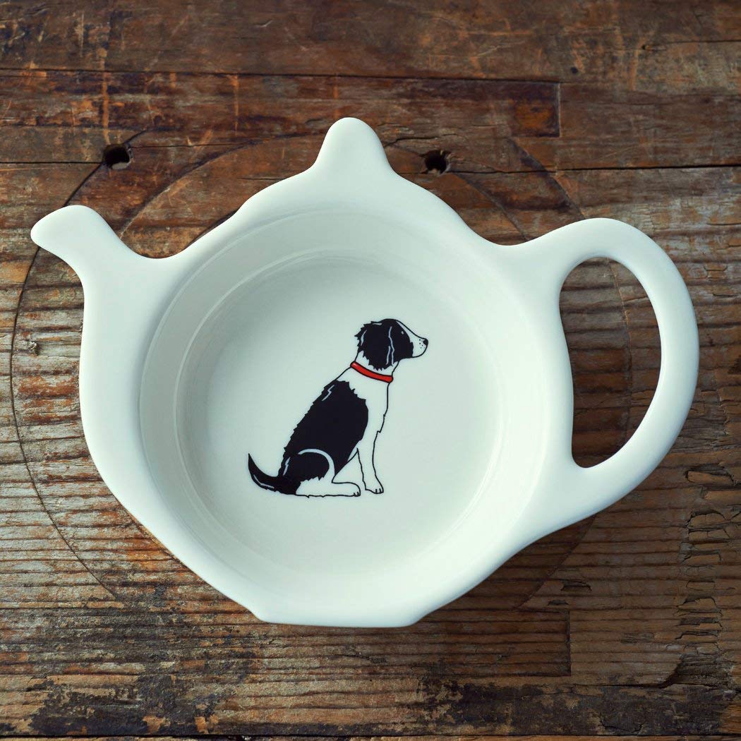 Sweet William Teabag Dish, Teapot Shape, Springer Spaniel, Black