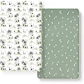GRSSDER Stretch Ultra Soft Jersey Knit Fitted Crib Sheets Set 2 Pack, Universal Fit All Standard Crib Mattress Pads Safe and Snug, Crib Fitted Sheet with Deep Pocket, Original Neutral Design for Baby