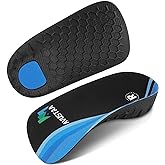 High Arch Support Insoles 3/4 Orthotic Inserts for Flat Feet Plantar Fasciitis Relief Overpronation, Shoes Insoles for Men Women Running, Black and Blue(M:Men 6.5-8.5, Women 7.5-9.5)
