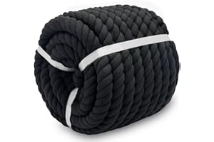 SINYLOO Black Rope 3/4 inch x 100 feet Twisted Thick Cotton Rope for Crafts Swing Hanging Landscaping DIY Projects