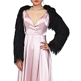 Aukmla Women Faux Fur Bolero Shrugs Winter Wedding Fur Jacket Long Sleeves Evening Fur Shawls Wraps for Bride and Bridesmaid