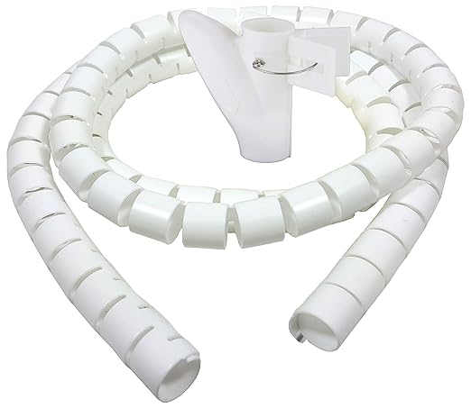 Bambelaa! Kabelschlauch 1,5m Kabelkanal kürzbar Kunststoff flexible Kabelorganisation 20mm Durchmesser (Weiß, 1,5m)