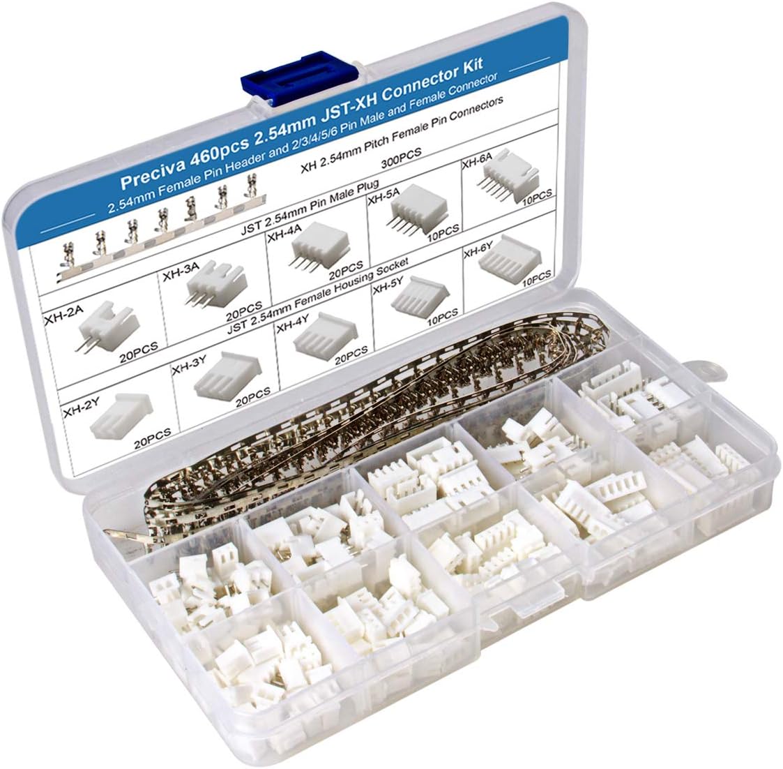 Preciva 460PCS JSTXH Connectors Kit with 300PCS XH2.54mm Female Pin