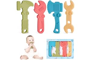 TYRY.HU Baby Teething Toys for Babies 0-6 Months 6-12 Months, BPA Free Silicone Baby Molar Teether Chew Toys, Hammer Wrench Spanner Pliers for Boys Girls, Soft-Textured, Easy to Hold & Clean, 4 Packs