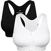 Women's Zip Front Sports Bra Wireless Post-Surgery Bra Active Yoga Sports Bras