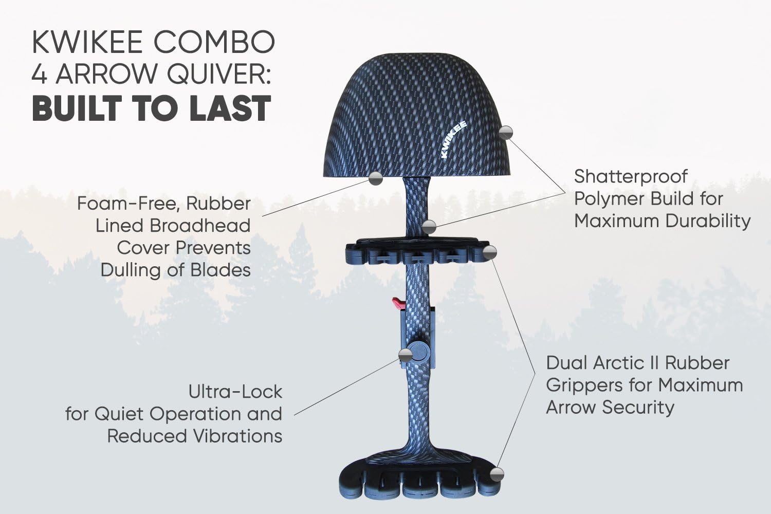 Kwikee Kwiver Combo 4 Arrow Bow Quiver for Archery and Hunting - Quick Detach, Lightweight, Carbon Black pattern : Archery Quivers : Sports & Outdoors
