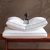 Feather Down Pillows King Size Set of 2 Pack,Luxury Hotel Collection Bed Pillows for Sleeping, Fluffy Soft Medium Firm Down Surround Gusseted Pillows for Side Back Stomach Sleepers 20 x 36 in