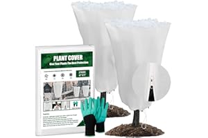 LOVINLAND Plant Covers Freeze Protection 47" x 71" Large Tree Covers Frost Protection Blankets Reusable Plant Protector Drawstring Bags Anti-Freeze Shrub Cloth Blanket for Winter Cold Weather Outdoor w/Zipper