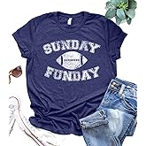 Football Shirts for Women Game Day T-Shirts Sunday Funday Tops Casual Sports Season Short Sleeve Shirt