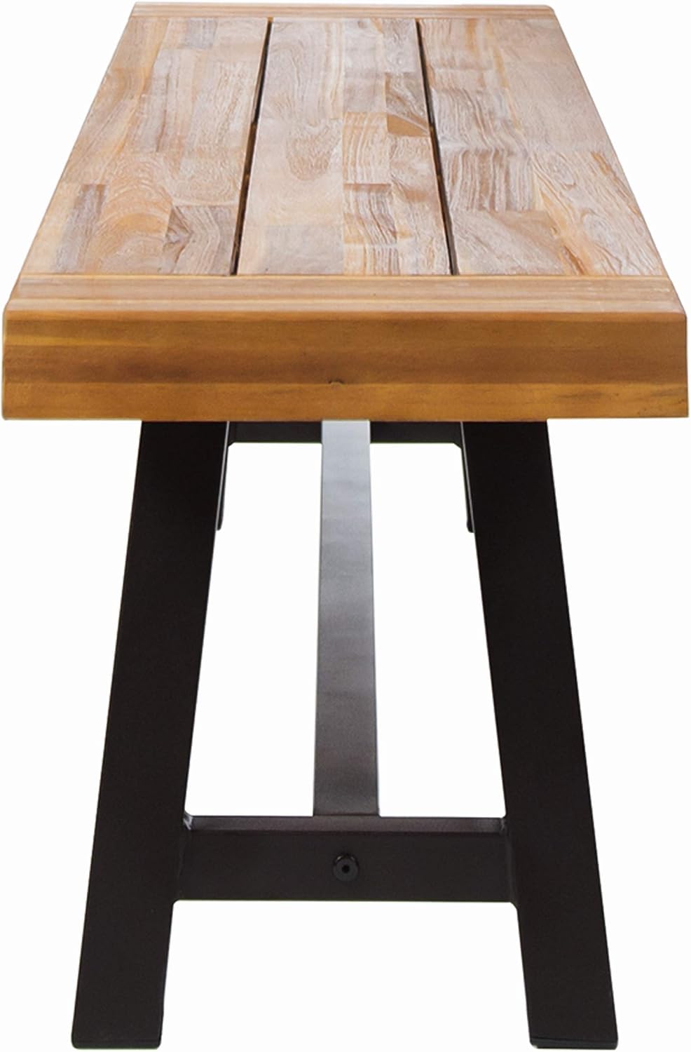 Christopher Knight Home Carlisle Outdoor Acacia Wood and Rustic Metal Bench, Sandblack Finish / Rustic Metal : Garden & Outdoor