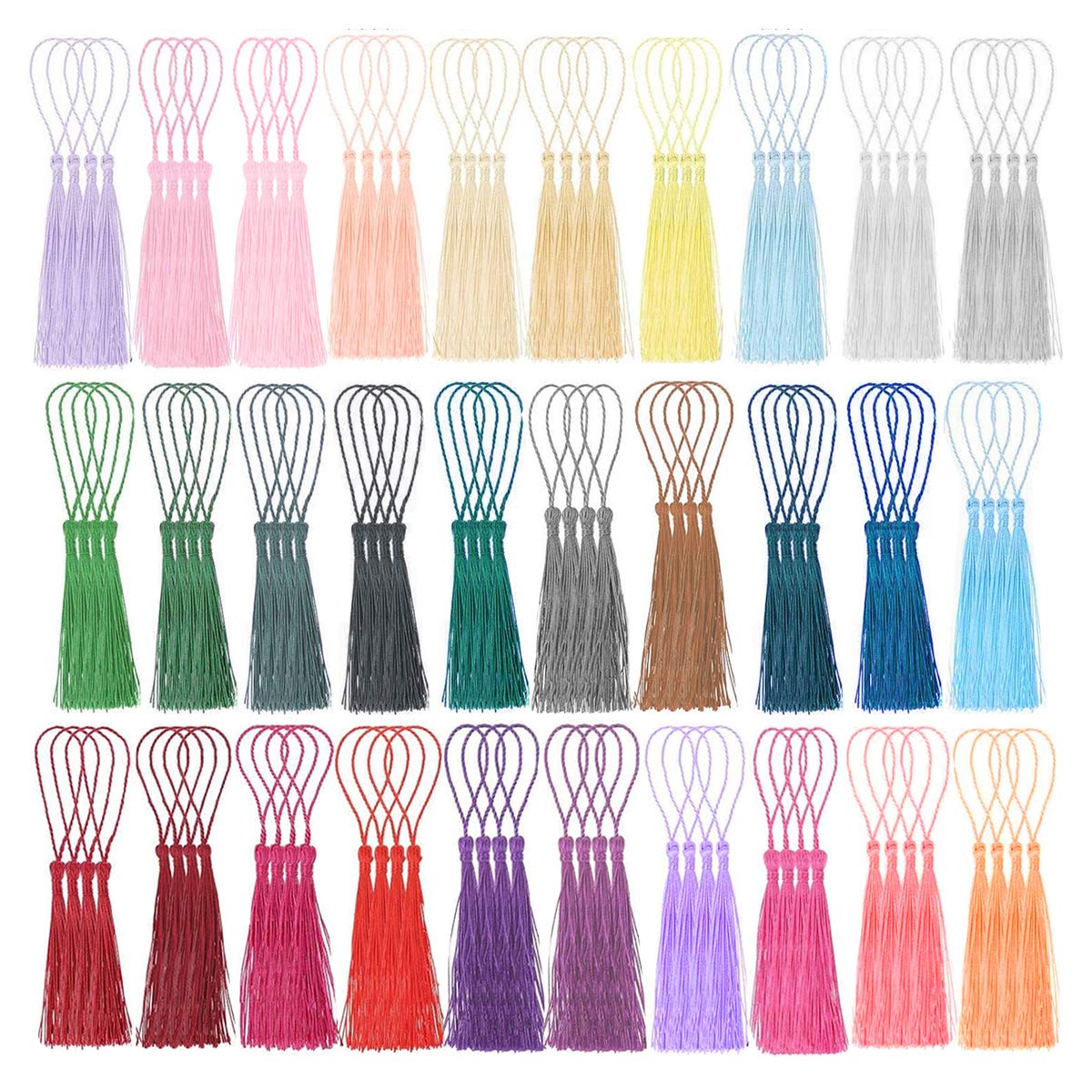 Silky Bookmark Tassel Set - 120 Pieces in 30 Colors for Resin and Jewelry Making, Handmade With Loops