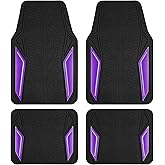 PIC AUTO Rubber Floor Mats, Purple Aluminum Film with Colorful Piping Floor Mats for Cars, Car Mats with Non-Slip Backing, All-Weather Protection, Trim-to-Fit Liner for Cars, SUVs, Trucks, Vehicles